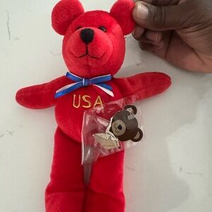 TY Beanie Baby - AMERICA the Bear (Red Version